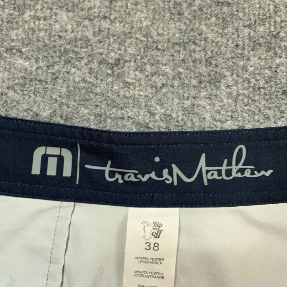 Travis Mathew Board Shorts Mens 38 Grey Navy Sand In My Beer Cactus Surfing Swim